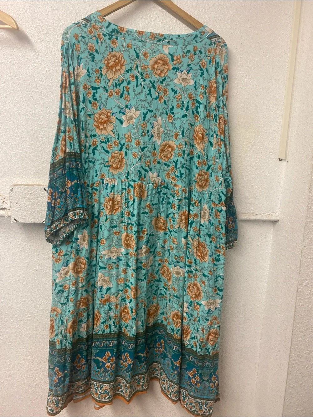BloomChic Teal & Navy Boho Midi Dress - Picture 3 of 7